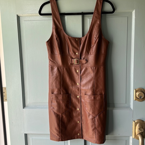 NWOT Free People Elantra Faux Leather Mini Dress - Picture 5 of 13